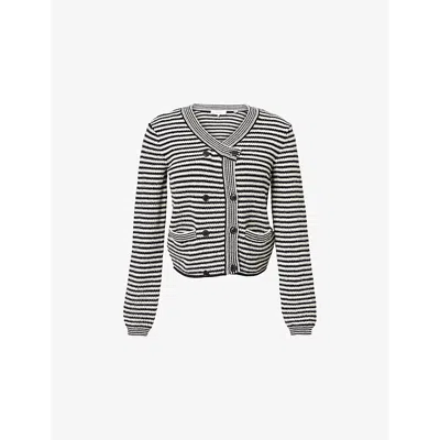 Frame Womens Black Multi The Court Striped Cotton-blend Cardigan
