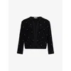 Frame Womens Black The Embellished Wool-blend Knitted Jacket In Black