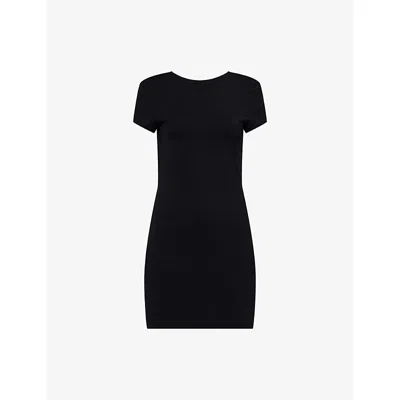 Frame Womens Black The Monaco Short-sleeve Stretch-woven Mini Dress