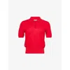 Frame Womens Bright Raspberry The Keyhole Polo Cotton-modal Knitted Top