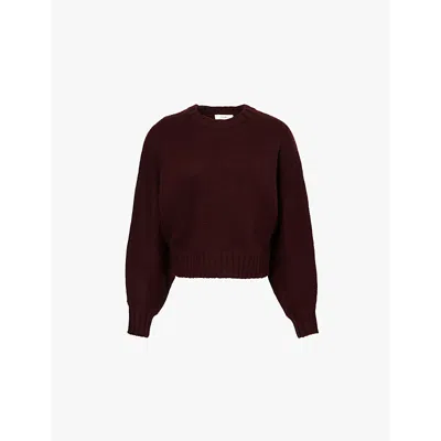 Frame Womens Burgundy Dolman Ribbed-trim Wool-cashmere Blend Jumper