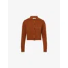 Frame Womens Chestnut Shrunken Spread-collar Cashmere Cardigan In Brown