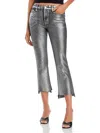 FRAME WOMENS COATED CROPPED BOOTCUT JEANS