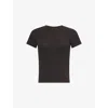 Frame Womens Coffee Heather The Rib Baby Tee Modal-jersey Top In Brown