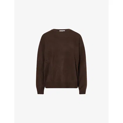 Frame Womens Coffee Relaxed-fit Brushed Cashmere Jumper In Brown