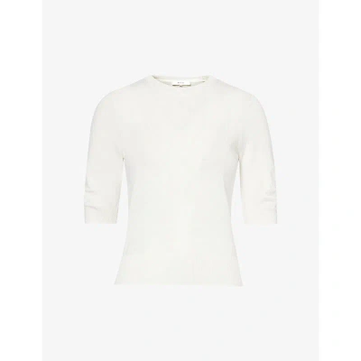 Frame Womens Cream Gathered-sleeve Knitted Jumper