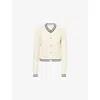 Frame Womens Rookie Open-knit Cotton-blend Cardigan Cream Multi