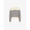 Frame The Mariner Stripe Button Accent Cotton Sweater In Multi