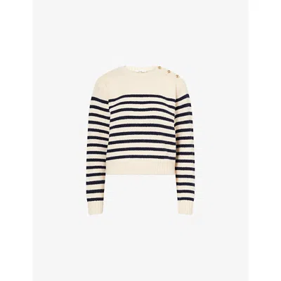 FRAME WOMENS CREAM MULTI THE MARINER STRIPED WOOL JUMPER