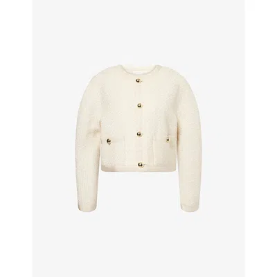 Frame Womens Cream Multi The Trim Cropped Wool-blend Jacket In Neutral