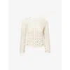 Frame Womens Cream Postcard Cut-out Weave Cotton Cardigan Xs In Neutral
