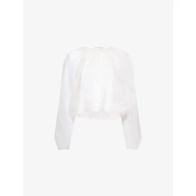 Frame Womens Cream The Sheer Balloon Silk Blouse In White