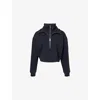 Frame Womens  The Double Half-zip Cotton-blend Sweatshirt In Dark Navy