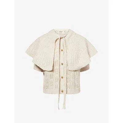 Frame Womens  The Cape Short-sleeves Wool-blend Cardigan In Brown