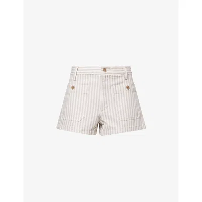 Frame The Cruise Striped Cotton Denim Shorts In Multi