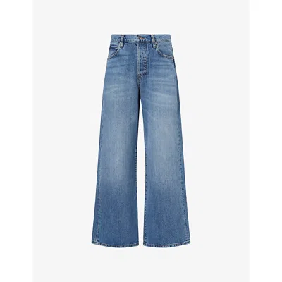 Frame Womens The Pixie Wide-leg Denim Jeans Flutter In Blue