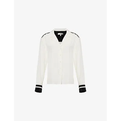 Frame Womens Contrast-stripe Long-sleeve Silk Shirt Alabaster Multi
