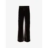 Frame Womens Espresso Cropped Flare Velvet Trousers In Espresso