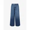 Frame Womens Tommy Drape Wide-leg Cotton-blend Jeans