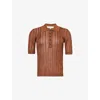 Frame Laddered Rib Polo Sweater In Light Camel
