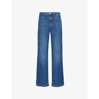 Frame Womens Le Baggy Palazzo Wide-leg Mid-rise Denim-blend Jeans Bryce