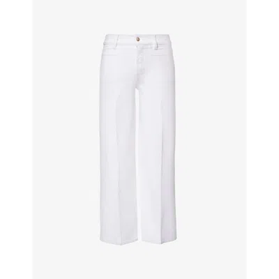 Frame Womens White Le Pixie Slim Palazzo Wide-leg High-rise Stretch Denim-blend Jeans