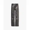 Frame Le Sleek High-rise Straight Jeans In Gunmetal Chrome