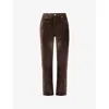 Frame Le Sleek Straight Velvet Flared Pants In Peppercorn Velvet