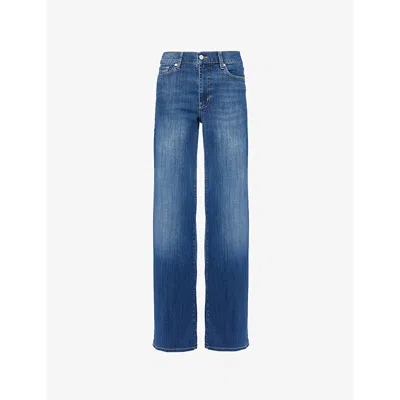 FRAME WOMENS LUPINE LE SLIM PALAZZO LONG FIVE-POCKETS WIDE-LEG HIGH-RISE STRETCH-DENIM BLEND JEANS