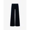 Frame Womens Le Slim Palazzo Wide-leg Corduroy Trousers Navy In Blue