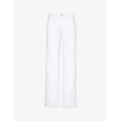 Frame Womens White Le Slim Palazzo Wide-leg High-rise Stretch-cotton Jeans