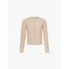 Frame Ruffle Neck Cardigan In Taupe In Taupe