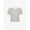 Frame Womens Stripe-print Short-sleeve Knitted Jumper Cream Multi In Cream Multi