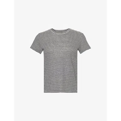 Frame Striped Linen T-shirt In Black Multi
