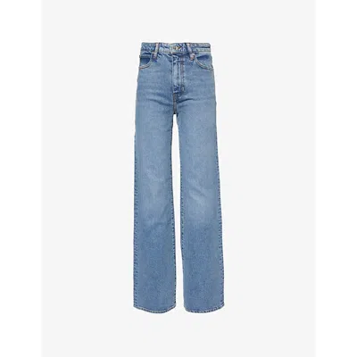 FRAME WOMENS LEELA THE ARROW HIGH-RISE BOOTCUT-LEG STRETCH-DENIM JEANS
