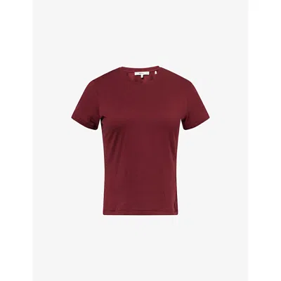 Frame Womens  The Baby Round-neck Cotton-jersey T-shirt In Red