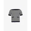 Frame Womens The Boatneck Stripe Cashmere Knitted Top Navy Multi In Navy Multi
