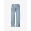 Frame Womens The Bubble Barrel-leg High-rise Denim Jeans Outlaw In Outlaw