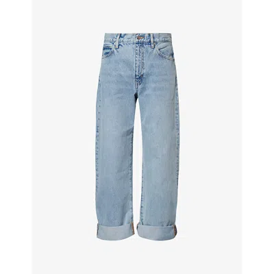 Frame Womens The Bubble Barrel-leg High-rise Denim Jeans Outlaw