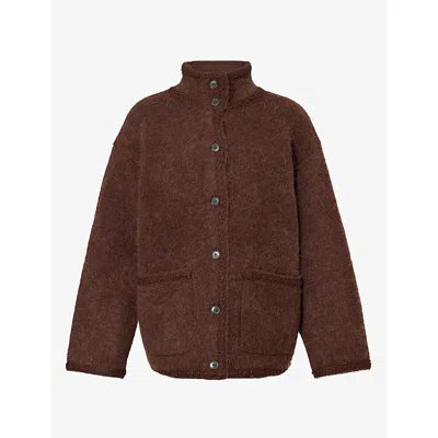 Frame Womens  The Crochet Trim Alpaca And Wool Blend Jacket In Mahogany