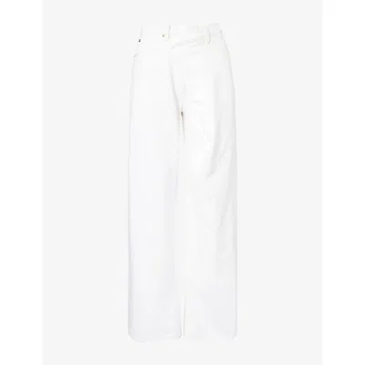 Frame Womens  The Crossover Wide-leg Denim Jeans In White