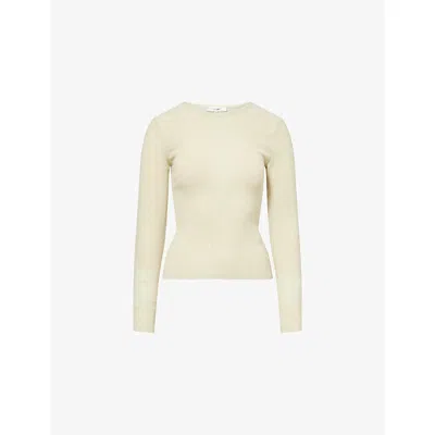 Frame Womens Soft Lime The Dimensional Long-sleeve Mesh Top In Green