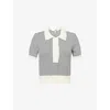 Frame Womens Navy Multi The Graduate Striped Cotton-knit Polo Shirt Xs In Gray
