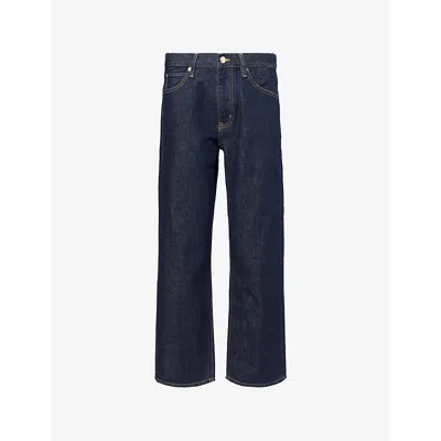 FRAME WOMENS HOMER THE HANG FIVE-POCKETS STRAIGHT-LEG MID-RISE REGENERATIVE-DENIM JEANS