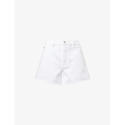 Frame Womens White The Long Hang Denim Shorts