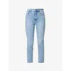 Frame Womens The Pencil Crop Slim-leg High-rise Stretch Cotton-blend Jeans Lark In Lark