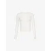 Frame Womens The Popcorn Textured Stretch-cotton Blend Top Alabaster In Alabaster