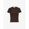 Frame Womens The Rib Baby Round-neck Stretch-woven T-shirt Espresso In Espresso