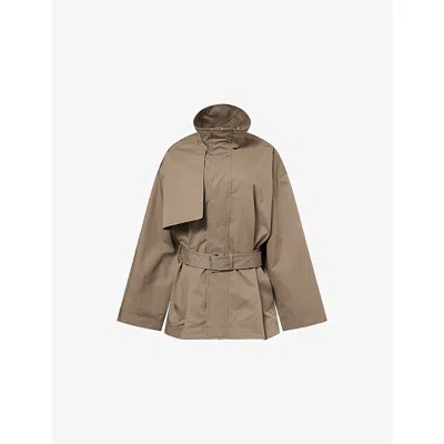 Frame Womens Army The Short Field Cotton Trench Coat In Brown