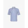 Frame Womens The Snap Striped Cotton-jersey Top Marine Blue Multi In Marine Blue Multi